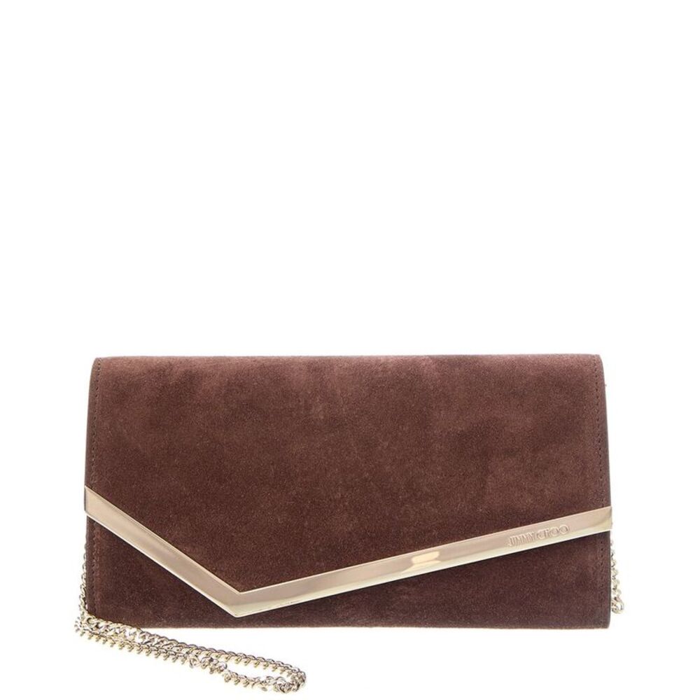 Jimmy Choo Emmie Suede Clutch, Brown
